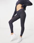 Femme Luxe Kitted Oversized Crop Top And Legging Set In Navy