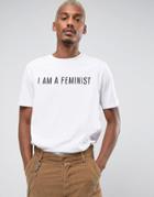 Asos Longline T-shirt With I Am A Feminist Print - White