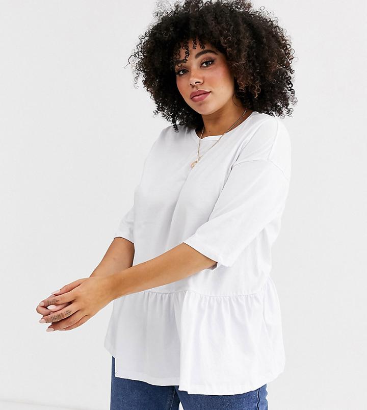 Asos Design Curve Casual Smock Top In White - White