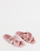 Asos Design Zuma Cross Strap Slider Slipper In Mauve-pink