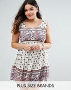 Diya Plus Dress In Border Print - Multi