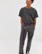 Asos Design Slim Webbing Long Ended Belt In Lilac And D-ring-purple