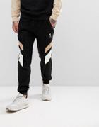 Religion Tapered Fit Jogger In Suedette With Contrast Panels - Black