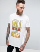 Asos Guns N Roses Longline Band T-shirt With Fade Print - White