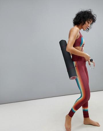 Poprageous Muted Rainbow Maroon Legging - Red
