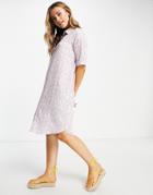 Monki Damira Midi Shirt Dress In Lilac Dot Print - Lilac-purple