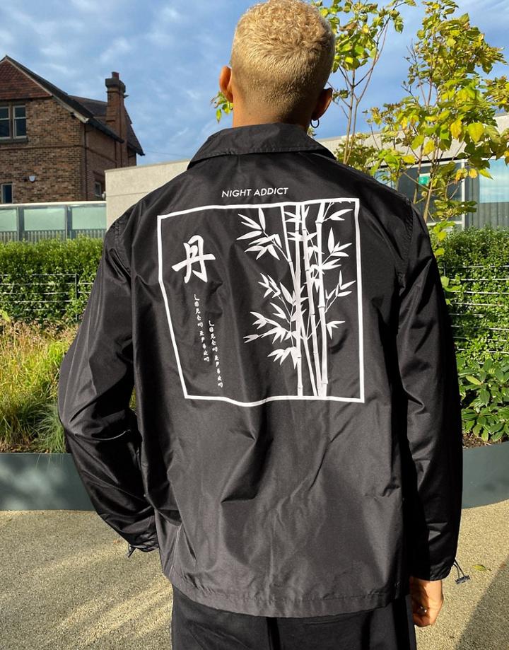 Night Addict Back Print Lightweight Jacket-black