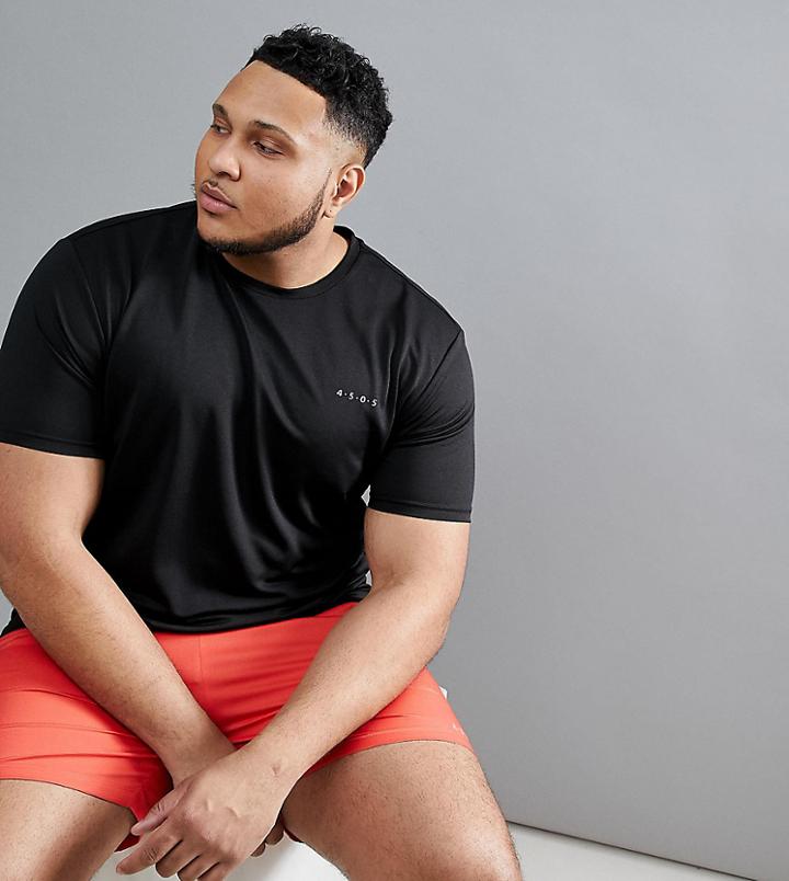 Asos 4505 Plus Longline T-shirt With Quick Dry - Black
