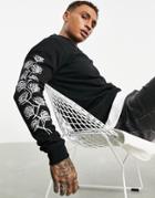 Bolongaro Trevor Rose Sleeve Print Crew Neck Sweat-black