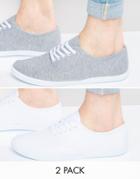 Asos Sneakers 2 Pack In Gray And White Save 20%
