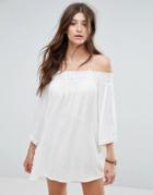 Billabong Crochet Trim Bardot Beach Cover Up - White