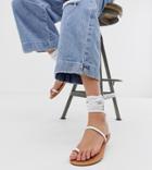 Raid Wide Fit Kruise White Toe Loop Ankle Tie Flat Sandals - White
