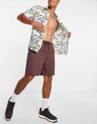 Asos Design Boxy Chino Shorts In Dark Brown