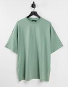 Asos Design Organic Cotton Blend Oversized T-shirt With Crew Neck In Green
