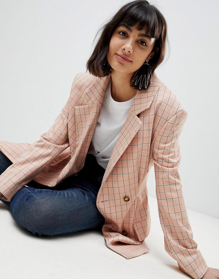 Asos White Check Blazer-pink