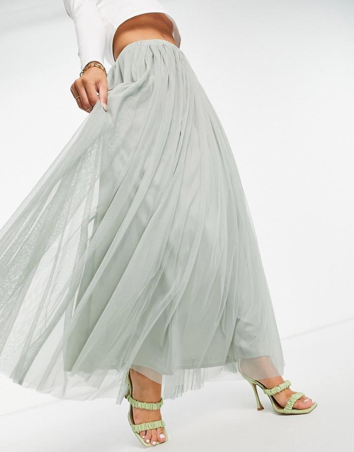 Beauut Tulle Maxi Skirt In Sage Green