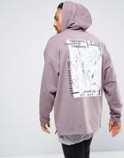Asos Oversized Longline Hoodie With Marble Print - Purple