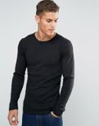 Esprit Long Sleeve Top In Slim Fit - Black