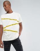 Night Addict Tape Logo T-shirt In Oversized Fit - White