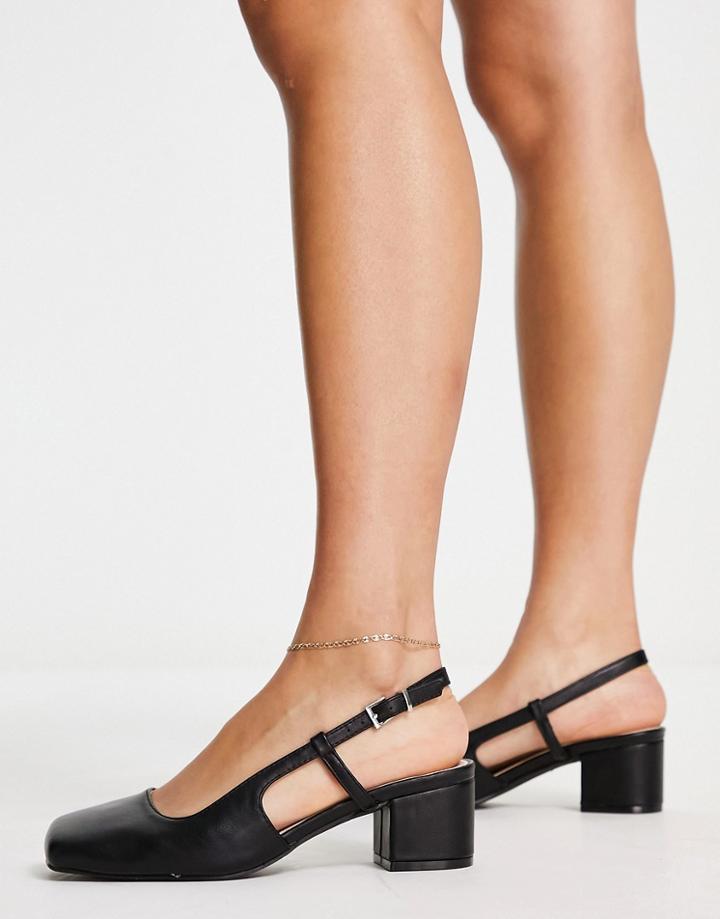 Raid Sisily Square Toe Sling Back Shoes With Mid Heel In Black