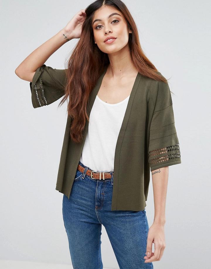 Warehouse Short Sleeve Cardigan - Green