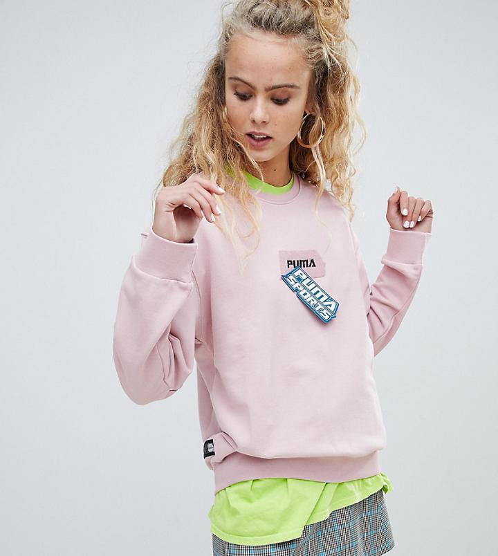 Puma Exclusive Organic Cotton Pink Velcro Badge Sweatshirt - Purple