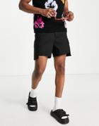 Asos Design Wide Chino Cargo Shorts In Black