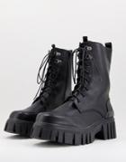 Public Desire Man Chunky Lace Up Boots In Black
