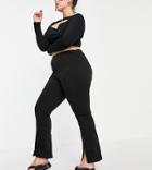 Asos Design Curve High Waisted Stretch Skinny Pants With Split Front In Black