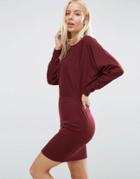 Asos Mini Dress With Batwing Detail In Rib - Red