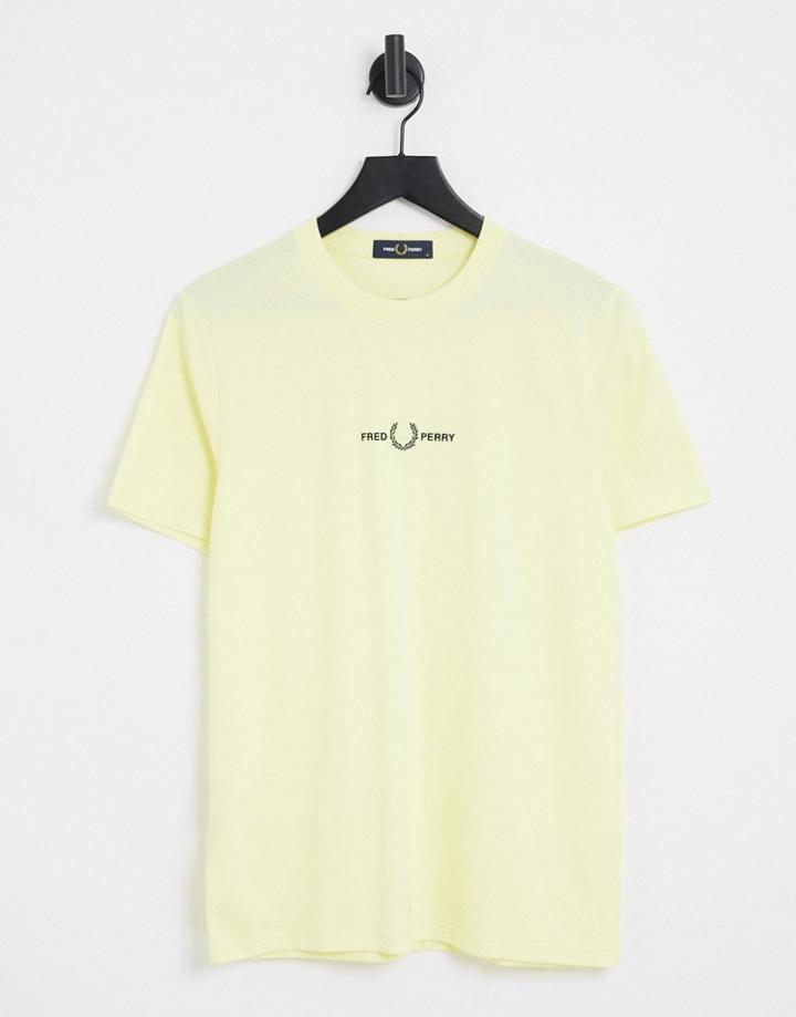 Fred Perry Embroidered T-shirt In Yellow