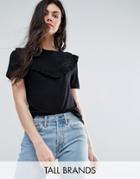Brave Soul Tall T-shirt With Frill Detail - Black