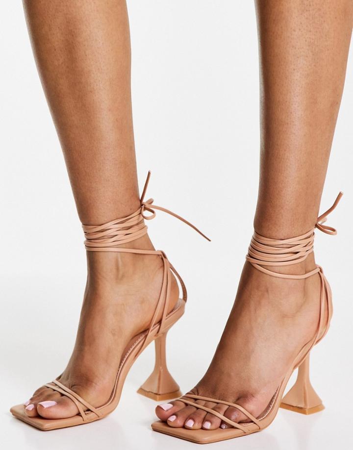 Public Desire Dymond Heel Sandals In Beige-neutral