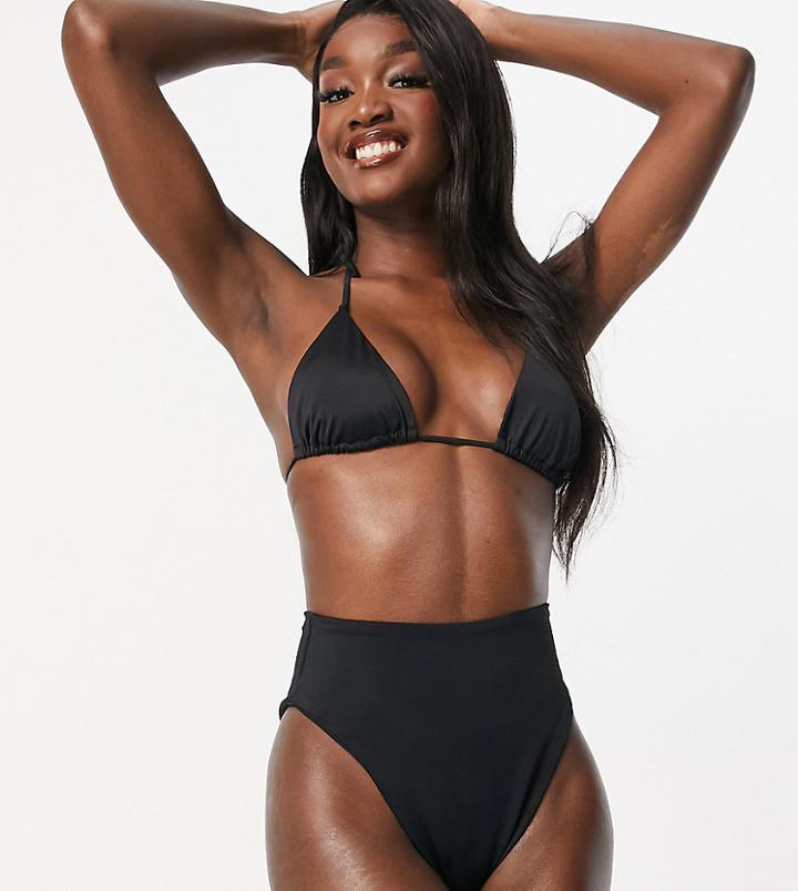 Asos Design Tall Mix And Match High Leg High Waist Bikini Bottom In Black