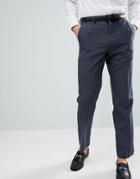 Burton Menswear Regular Fit Check Smart Pants In Navy - Navy