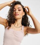 Topshop Petite Pretty Lettuce Tank Top In Pink