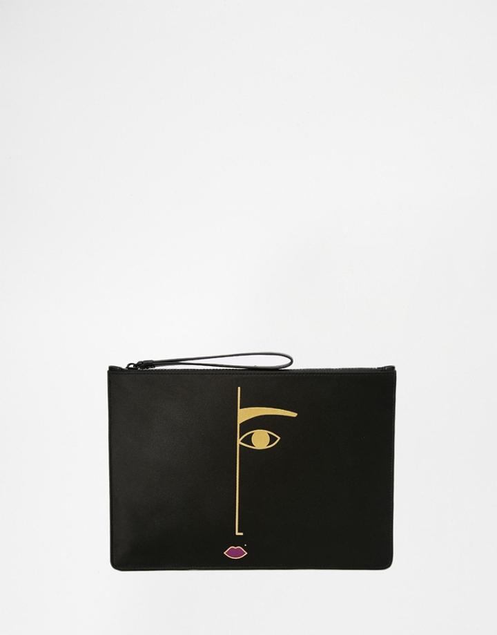Lulu Guinness Rachel Face Clutch Bag - Black