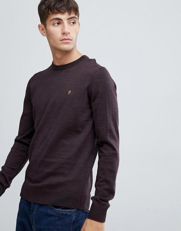 Farah Mullen Merino Wool Sweater In Burgundy - Red