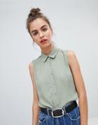 Pull & Bear Sleeveless Blouse - Green