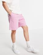 Asos Design Boxy Chino Shorts In Bright Pink Wash