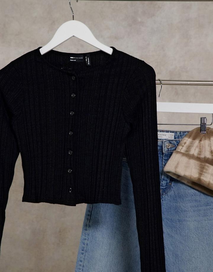 Asos Design Top With Buttons In Black