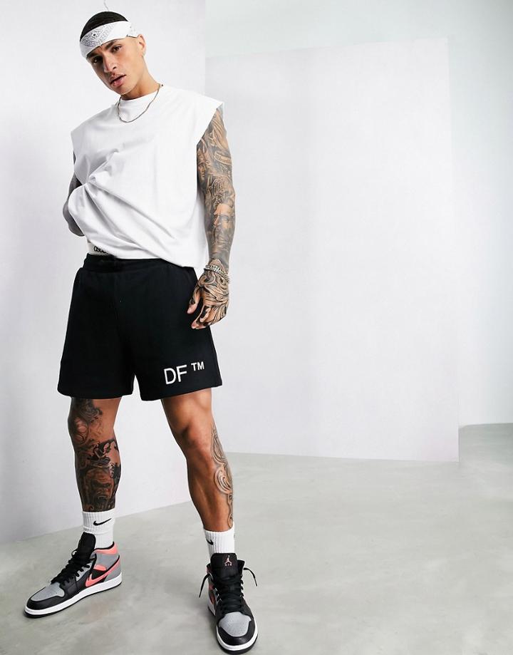 Asos Dark Future Cotton Short In Black With Printed Logo