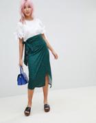 Amy Lynn Ditsy Leopard Print Wrap Midi Skirt - Multi