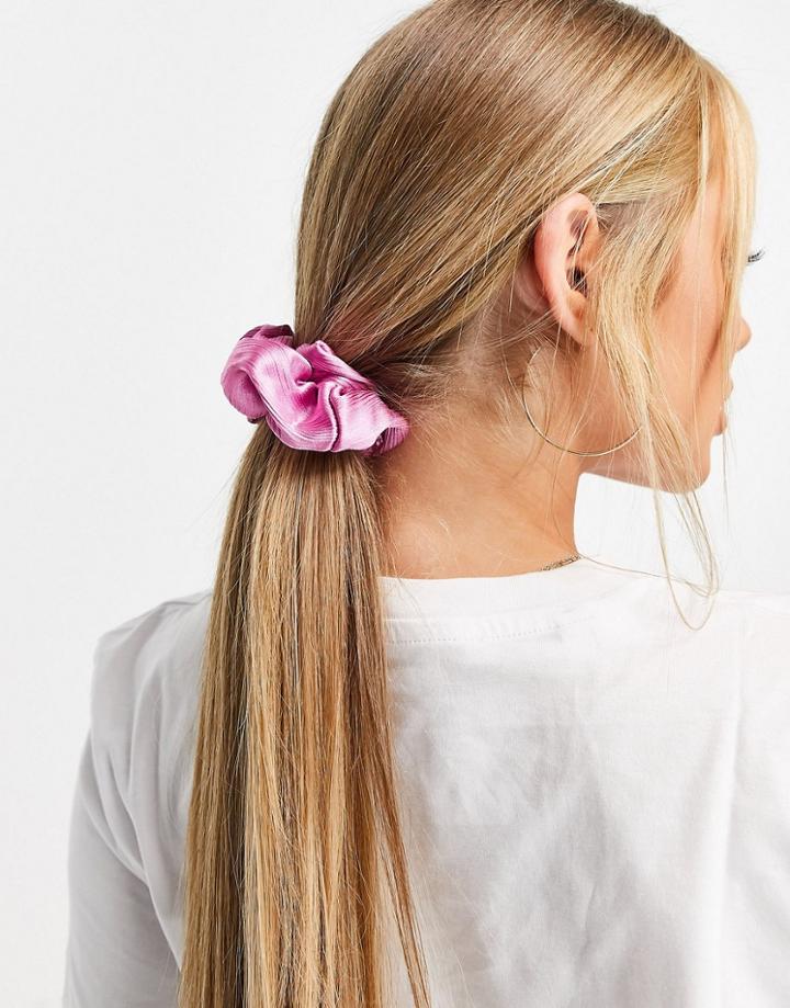 Pieces Satin Oversized Hair Scrunchie In Pink