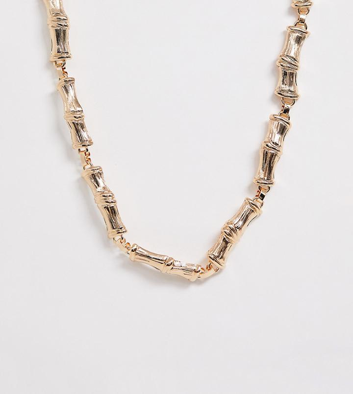 New Look Bamboo Effect Chain Necklace In Gold - Gold