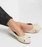 Raid Wide Fit Emma Ballerina Flats In Bone Croc-white