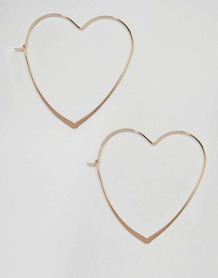 Asos Heart Hoop Earrings - Gold