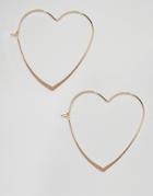 Asos Heart Hoop Earrings - Gold