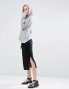 Selected Brenda Midi Skirt In Jersey With Side Splits - Black