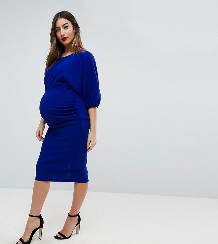 Asos Maternity Batwing Pencil Midi Dress - Blue